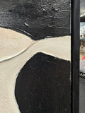 Large Black & White Textured Abstract Canvas Wall Art – Contemporary Framed 30.5x40x1.4
