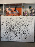 Abstract Splatter Canvas Wall Art – Modern Black & White Statement 78”W x 60”H x 1.5”D