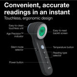 No Touch 3-in-1 Thermometer, Measures Forehead, Liquid and Food Temps, Professional Accuracy and Color Coded Fever Guidance for Babies, Kids, Toddlers and Adults