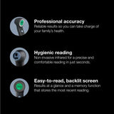 No Touch 3-in-1 Thermometer, Measures Forehead, Liquid and Food Temps, Professional Accuracy and Color Coded Fever Guidance for Babies, Kids, Toddlers and Adults