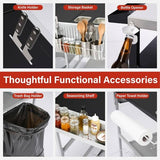 4-Wheel Outdoor BBQ Grill Cart with Stainless Steel Top, Storage Shelves & Seasoning Tray