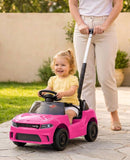 Toddler Ride-On Push Car with Parent Handle, Music & Storage – Pink
