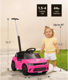 Toddler Ride-On Push Car with Parent Handle, Music & Storage – Pink