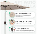 9’ Patio Umbrella with Crank Lift – Beige