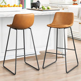 Reduced -Whiskey Brown PU Leather Bar Stools - 24” Height