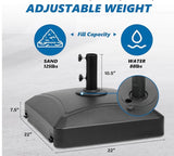 22” Fillable Patio Umbrella Base Stand – Holds 125 lbs Sand or 88 lbs Water