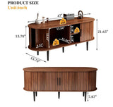 47” Mid-Century Modern TV Stand Media Console with Sliding Doors – Walnut