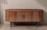 47” Mid-Century Modern TV Stand Media Console with Sliding Doors – Walnut