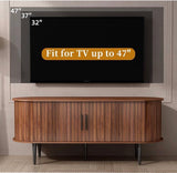 47” Mid-Century Modern TV Stand Media Console with Sliding Doors – Walnut