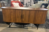 47” Mid-Century Modern TV Stand Media Console with Sliding Doors – Walnut