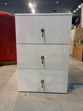 24” 3-Drawer Nightstand End Table with Gold Hardware – White