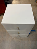 24” 3-Drawer Nightstand End Table with Gold Hardware – White