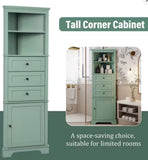 68.9” Farmhouse Storage Cabinet with Hutch, 3 Drawers & 2-Door Cabinet – Sage Green