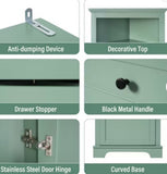 68.9” Farmhouse Storage Cabinet with Hutch, 3 Drawers & 2-Door Cabinet – Sage Green