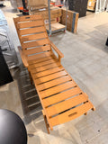 Teak Color HDPE Outdoor Chaise Lounge Chair with Slat Seat – Patio Pool Deck Lounger