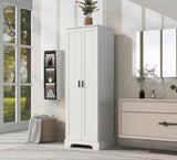 71.2” Tall Storage Cabinet with Adjustable Shelves & Double Doors – White