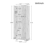 71.2” Tall Storage Cabinet with Adjustable Shelves & Double Doors – White