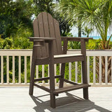 Tall Bar Height Adirondack Chair with Cup Holder – All-Weather Outdoor Patio Arm Chair
