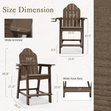 Tall Bar Height Adirondack Chair with Cup Holder – All-Weather Outdoor Patio Arm Chair