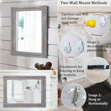 Wood Framed Mirror Rectangular Rustic Wall Mirrors Decorative Large 20"x16" for Farmhouse Bathroom Living Room Bedroom