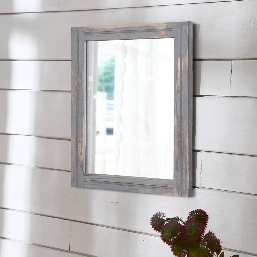 Rustic Rectangular Wall Mirror Wood Framed Mirror Rectangular Rustic Wall Mirrors Decorative Large 20 ...