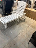 Adjustable White Outdoor Patio Chaise Lounge Chair with Wheels – 79” Long Reclining Pool Chair