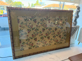 Large Framed Floral Textile Wall Art Gold Ornate Frame Traditional Decor