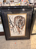 Framed Chinese Ink Tiger Painting – Hand-Painted, Signed