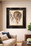 Framed Chinese Ink Tiger Painting – Hand-Painted, Signed