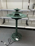 35" Tall Outdoor 3-Tiered Pedestal Water Fountain and Birdbath, Green