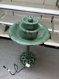 35" Tall Outdoor 3-Tiered Pedestal Water Fountain and Birdbath, Green
