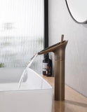 Tall Waterfall Bathroom Vessel Sink Faucet – 12.4” Single Handle Matte Black