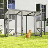 71” Large Outdoor Catio Cat Enclosure Walk-In Wooden Cat House with Waterproof Roof Catio