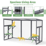 71” Large Outdoor Catio Cat Enclosure Walk-In Wooden Cat House with Waterproof Roof Catio