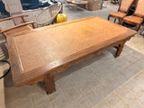 French Provincial XL Coffee Table 94” x 51” Rattan Top Wood Carved Base