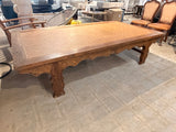 French Provincial XL Coffee Table 94” x 51” Rattan Top Wood Carved Base