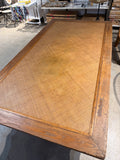 French Provincial XL Coffee Table 94” x 51” Rattan Top Wood Carved Base