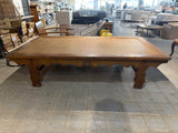 French Provincial XL Coffee Table 94” x 51” Rattan Top Wood Carved Base