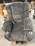 Gray Power Lift Recliner Chair with Heat & Massage 160° Lay Flat 32.7” Wide