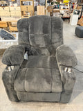 Gray Power Lift Recliner Chair with Heat & Massage 160° Lay Flat 32.7” Wide