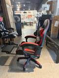 Racing Style Ergonomic Gaming Chair with Footrest Lumbar & Headrest Black Red