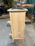 Wooden Chicken Feeder & Storage Station with Dual Feed Troughs and Wire Basket Shelves 36.5”H