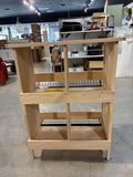 Wooden Chicken Feeder & Storage Station with Dual Feed Troughs and Wire Basket Shelves 36.5”H