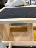 Wooden Chicken Feeder & Storage Station with Dual Feed Troughs and Wire Basket Shelves 36.5”H