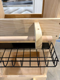 Wooden Chicken Feeder & Storage Station with Dual Feed Troughs and Wire Basket Shelves 36.5”H