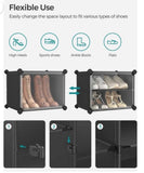 Stackable 6-Box Shoe Storage Organizer Cabinet Holds 24 Pairs Clear Front Drop Doors