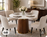 Modern Wood Swivel Accent Table Base Only- 26”H with Gold Metal Trim