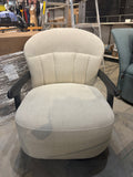 Modern Fusion Melt Accent Chair Cream Bouclé with Black Wood Arms