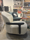 Modern Fusion Melt Accent Chair Cream Bouclé with Black Wood Arms