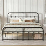 76.7” King Size Heavy Duty Metal Platform Bed Frame with Headboard & Under-Bed Storage